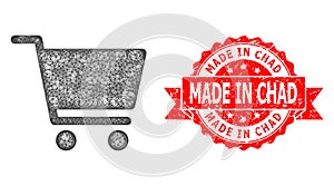Distress Made in Chad Stamp and Network Shopping Cart Icon