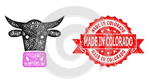 Distress Made in Colorado Seal and Net Cow Head Icon