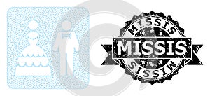 Distress Missis Ribbon Stamp and Mesh Network Wedding Couple