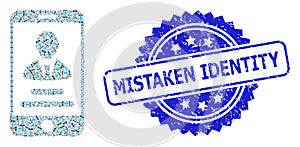 Distress Mistaken Identity Seal Stamp and Recursion Mobile User Info Icon Composition