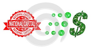 Distress National Capital Seal and Fast Dollar Lowpoly Mocaic Icon