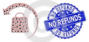 Distress No Refunds Round Watermark and Recursion Refund Shopping Icon Composition