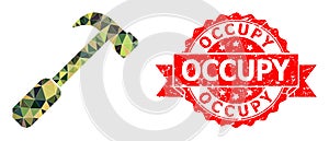 Distress Occupy Stamp Seal And Hammer Polygonal Mocaic Military Camouflage Icon