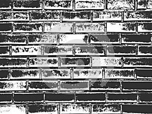 Distress old brick wall texture. Black and white grunge background. Vector illustration