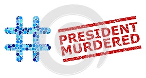 Distress President Murdered Stamp Imitation and Prison Composition of Rounded Dots photo