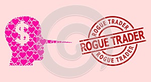 Distress Rogue Trader Seal and Pink Heart Financial Liar Mosaic