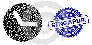 Distress Singapur Seal Stamp and Fractal Time Icon Composition photo