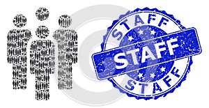 Distress Staff Round Seal and Recursive Staff Icon Composition
