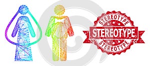 Distress Stereotype Seal and Multicolored Net Weds Persons