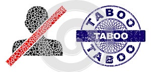 Distress Taboo Stamp Seal and Geometric Closed Man Mosaic