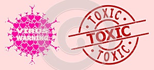 Distress Toxic Badge and Pink Love Danger Virus Collage