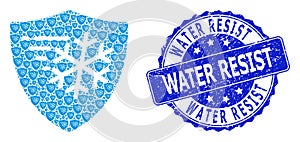 Distress Water Resist Round Watermark and Fractal Frost Protection Icon Composition