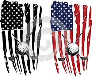 Distressed american flag, golf american flag, US flag, golf ball, golf team vector files