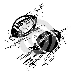 Distressed American football ball on white background