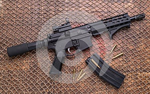 Distressed AR 15 pistol Ammunition, Magazine photo