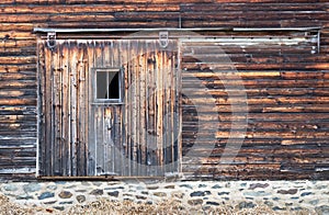 Distressed Barn Board Door with Window.