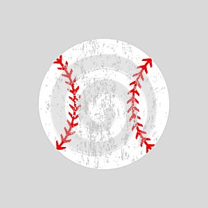 Distressed baseball ball. Softball. Vector silhouette. Vector icon isolated