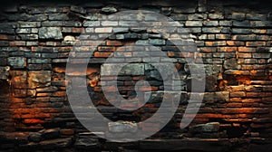 Distressed brick wall grunge black background