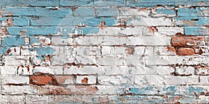 Distressed Brick Wall Texture Blue White and Red Brick Background