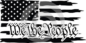 Distressed Flag We The People Preamble Text