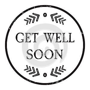 Distressed Get well soon badge for greeting card