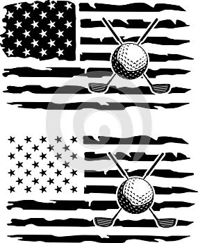 Distressed golf american flag, golf american flag, US flag, golf ball, golf team, golf club vector files