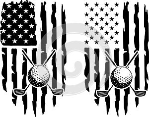 Distressed golf american flag, US flag, golf american flag, golf ball, golf team vector files