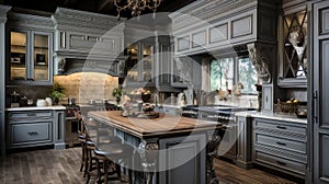 distressed gray kitchen cabinets