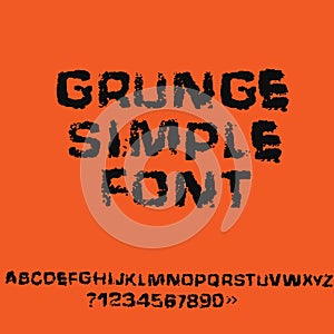 Distressed grunge alphabet. Stamp ink font. Vector illustration.