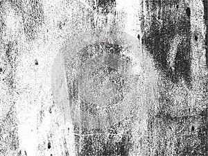 Distressed halftone grunge black and white scratches blurry shaded rough texture background.