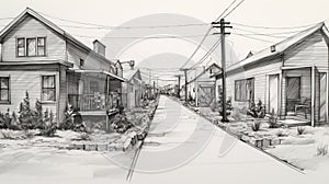 Distressed Interurban Commercial Corridor Sketch By Joseph Jones