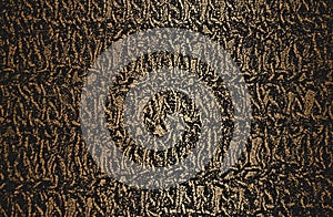 Distressed overlay texture of golden weaving fabric, ornamental knitted sweater, plait, jersey, pullover. grunge background