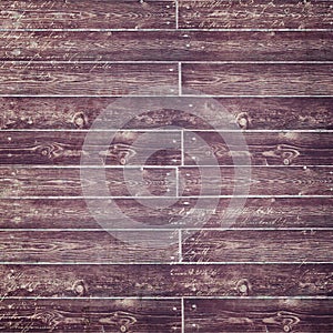 Distressed Purple Wood Fence with Script