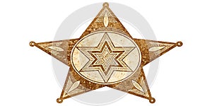 Distressed SixPoint Sheriff Star Vector Icon Authentic Western Badge Design for Graphic Design Web and Print Projects
