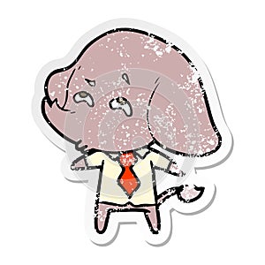 distressed sticker of a cartoon elephant boss remembering