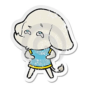 distressed sticker of a cartoon elephant remembering