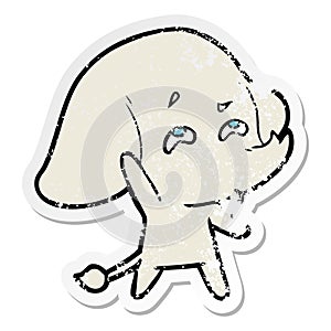 distressed sticker of a cartoon elephant remembering