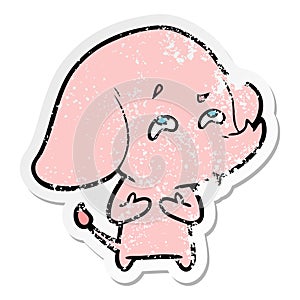 distressed sticker of a cartoon elephant remembering