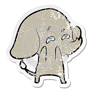 distressed sticker of a cartoon elephant remembering