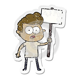 distressed sticker of a cartoon staring man