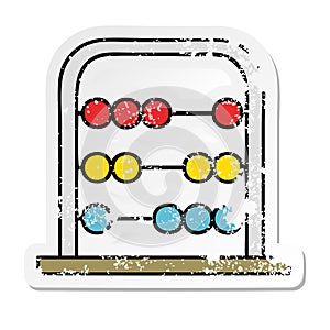 distressed sticker of a cute cartoon maths abacus