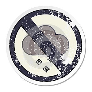 distressed sticker of a cute cartoon snow cloud warning sign