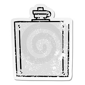 distressed sticker of a quirky hand drawn cartoon hip flask