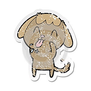 distressed sticker of a rude dog cartoon