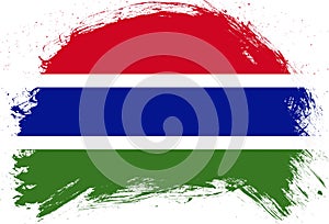 Distressed stroke brush painted flag of gambia on white background