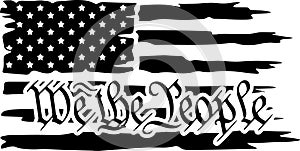 Distressed Tattered American USA Flag We The People Preamble