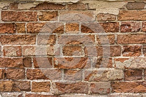 Distressed Wall With Broken Bricks Texture
