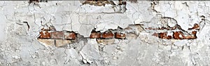 Distressed White Brick Wall Texture - Rustic and Raw Banner Panorama