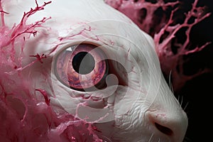 Distressing Rabbit pink eye closeup. Generate Ai