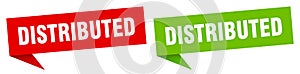 distributed banner. distributed speech bubble label set.